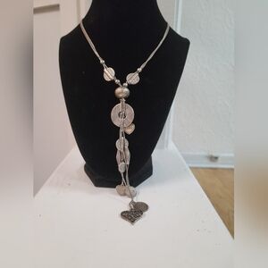 Lia Sophia Menagerie Necklace Silver Tone with Tassle Charms Heart Love
